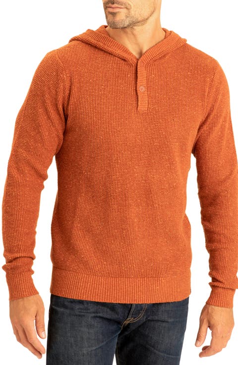 Trim Fit Waffle Knit Henley Hoodie
