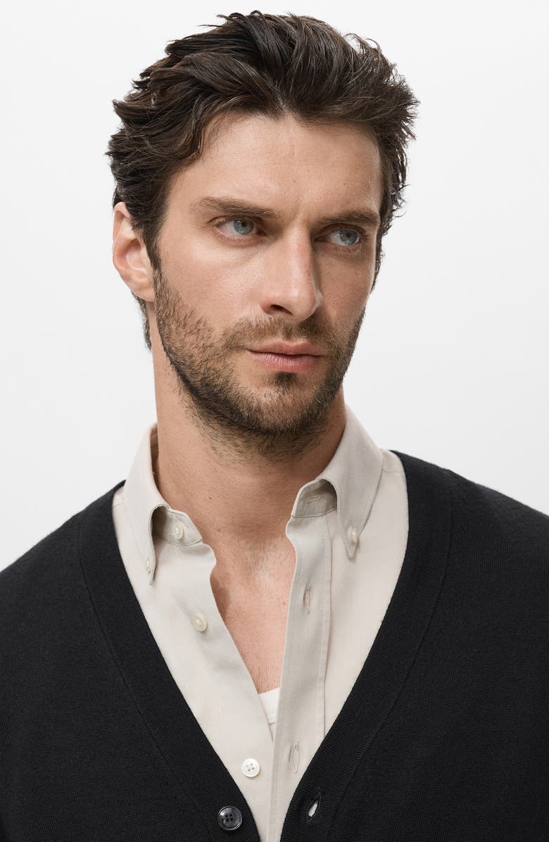 MANGO Solid Wool Cardigan, Alternate, color, Black