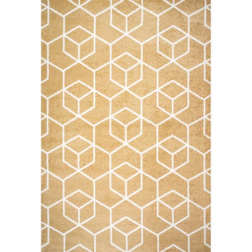 Jonathan Y Tumbling Blocks Modern Geometric Area Rug In Gold/white