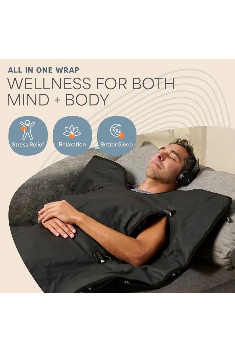 RejuvaWrap Infrared Sauna Blanket for Detox & Relaxation Low EMF Carbon Fiber Heating  9Temp Levels, Alternate, color, with Arm Holes