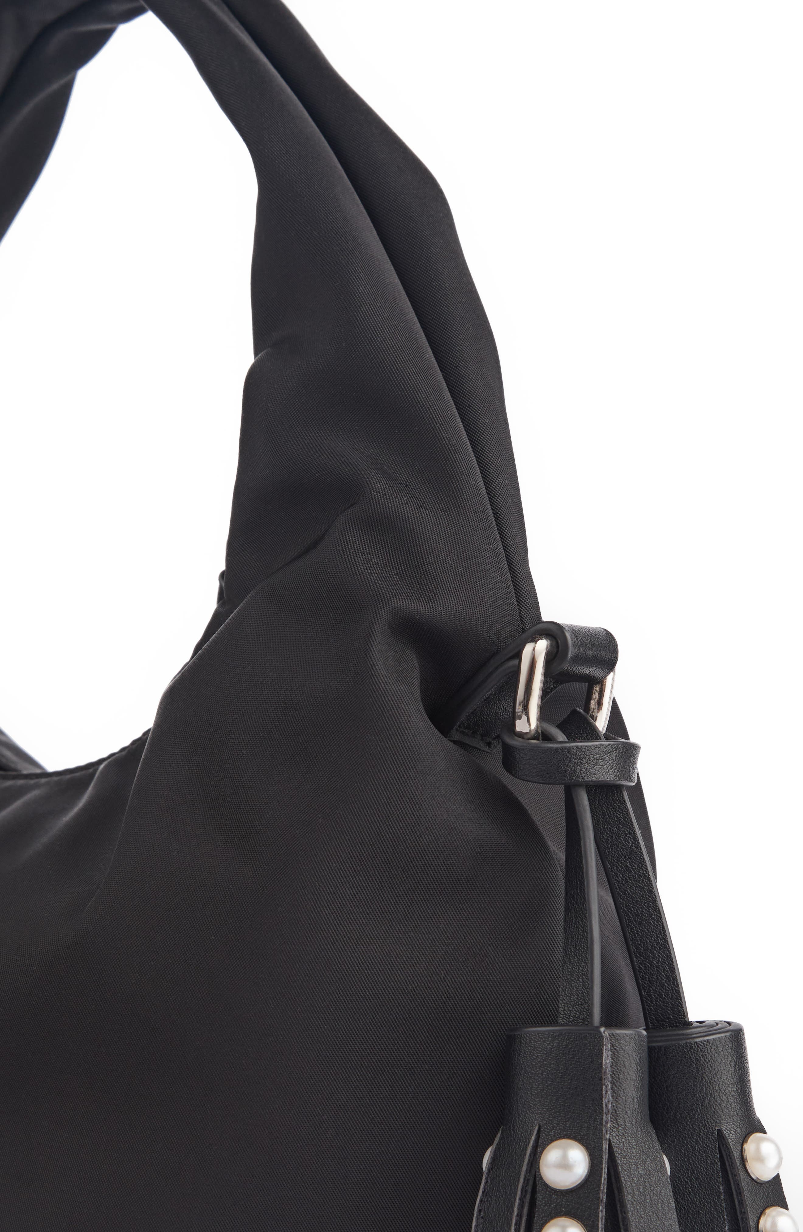 LK Bennett Bow Nylon Grab Bag, Alternate, color, Black