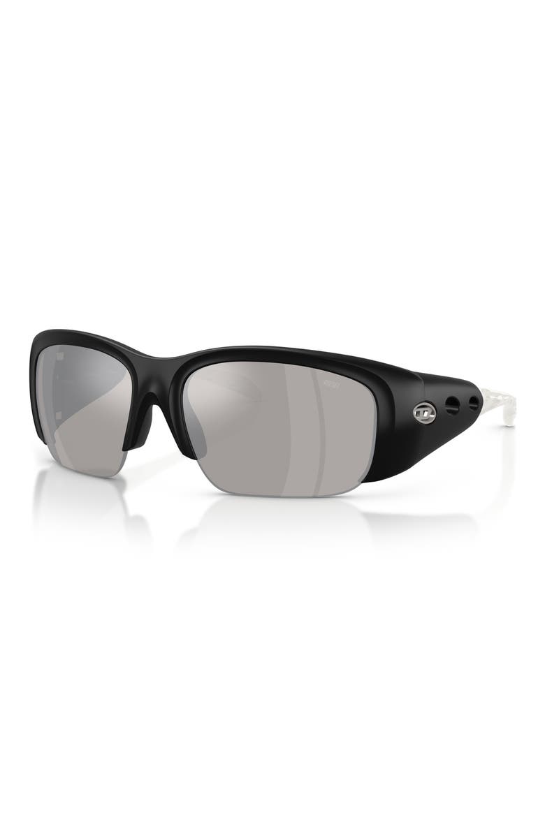 62mm Oversize Mirrored Pillow Sunglasses, Alternate, color, BLACK / GREY MIRROR SILVER
