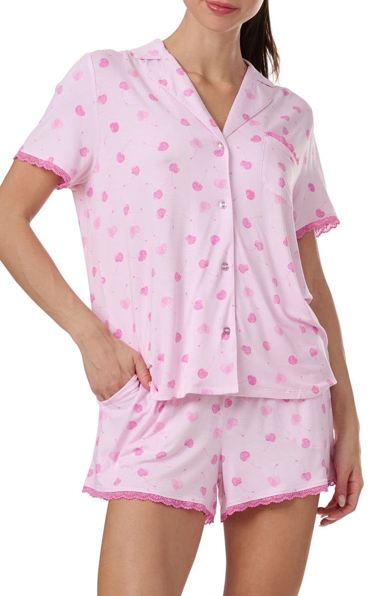 Splendid Notch Collar Short Pajamas, Main, color, Cherry Heart Toss