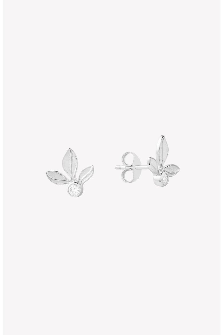 Olive Leaf Stud Earring, Main, color, Sterling Silver