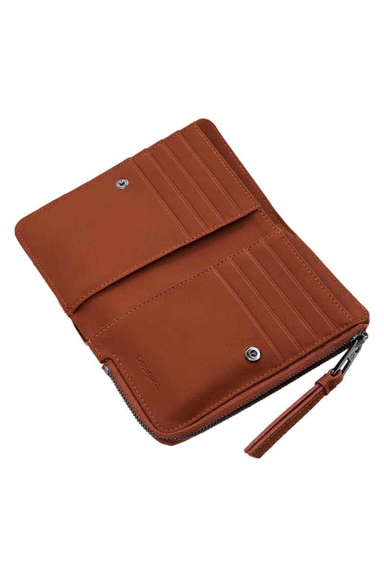 Medium Faux Leather Wallet, Alternate, color, CAMEL