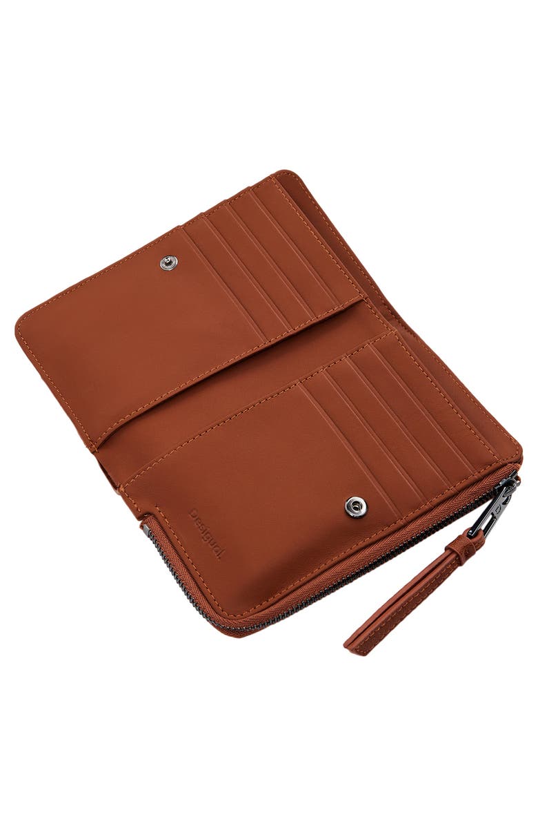 Desigual Medium Faux Leather Wallet, Alternate, color, Camel