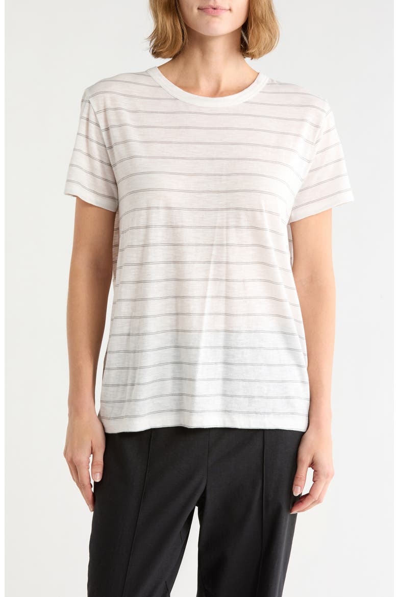 Striped Short Sleeve Crewneck T-Shirt, Main, color, SEA STONE COMBO