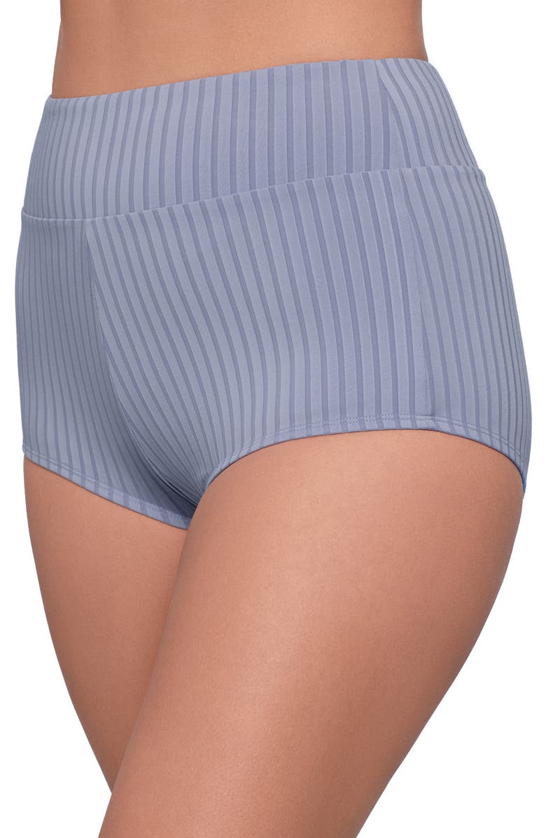 S3 Apparel Ribbed Ultra High Waist Swim Short, Alternate, color, Iris