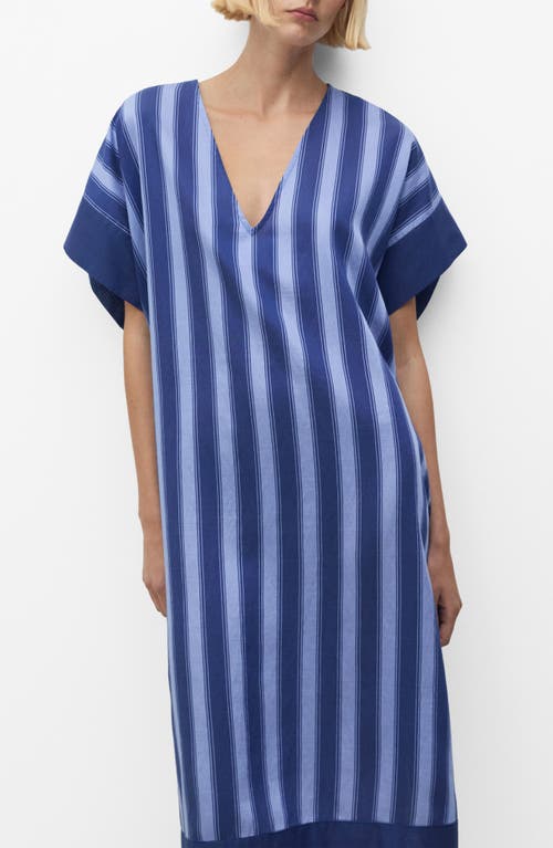 Mango Tunic Lyocell Stripe Two-tone Woven Blue In Blue