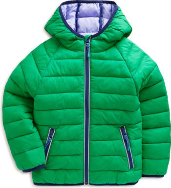 Mini Boden Kids' Pack Away Solid Quilted Zip-Up Hooded Jacket