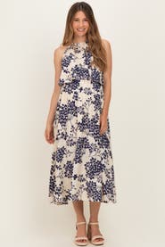 PinkBlush Floral Flounce Halter Midi Dress