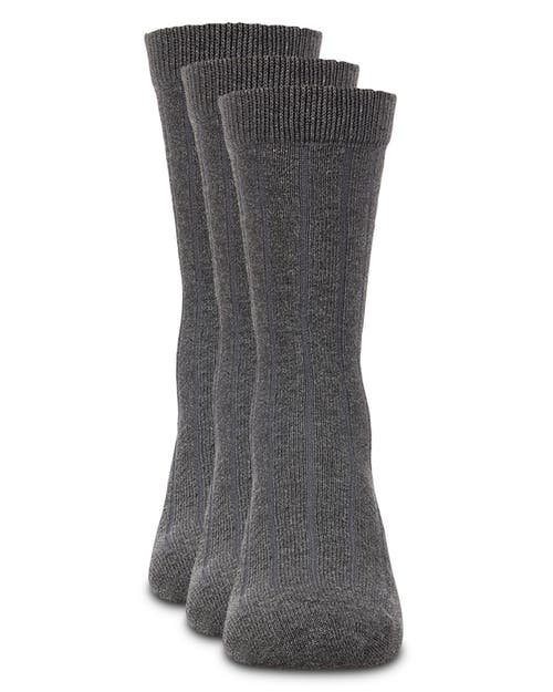 Memoi Boy's 3 Pair Pack Basic Cotton Blend Ribbed Crew Socks In Gray