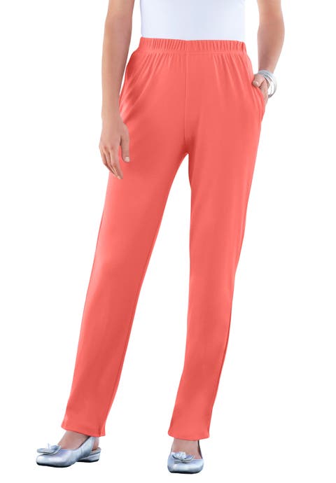 Plus Size Soft Knit Relaxed Pull-On Straight Leg Pant (Plus)
