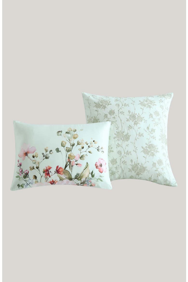 Misty Rose 5-Piece Reversible Comforter Set, Alternate, color, GREEN