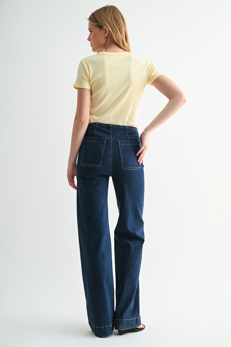 Blueprint Patch Pocket High Waist Straight Leg Jeans, Alternate, color, Dark Wash