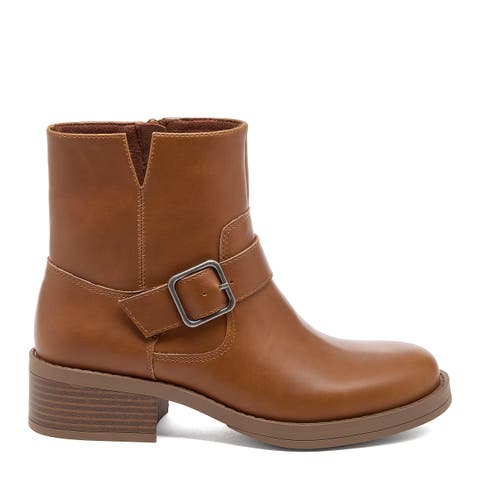 Freddie Faux Leather Belted Moto Boots