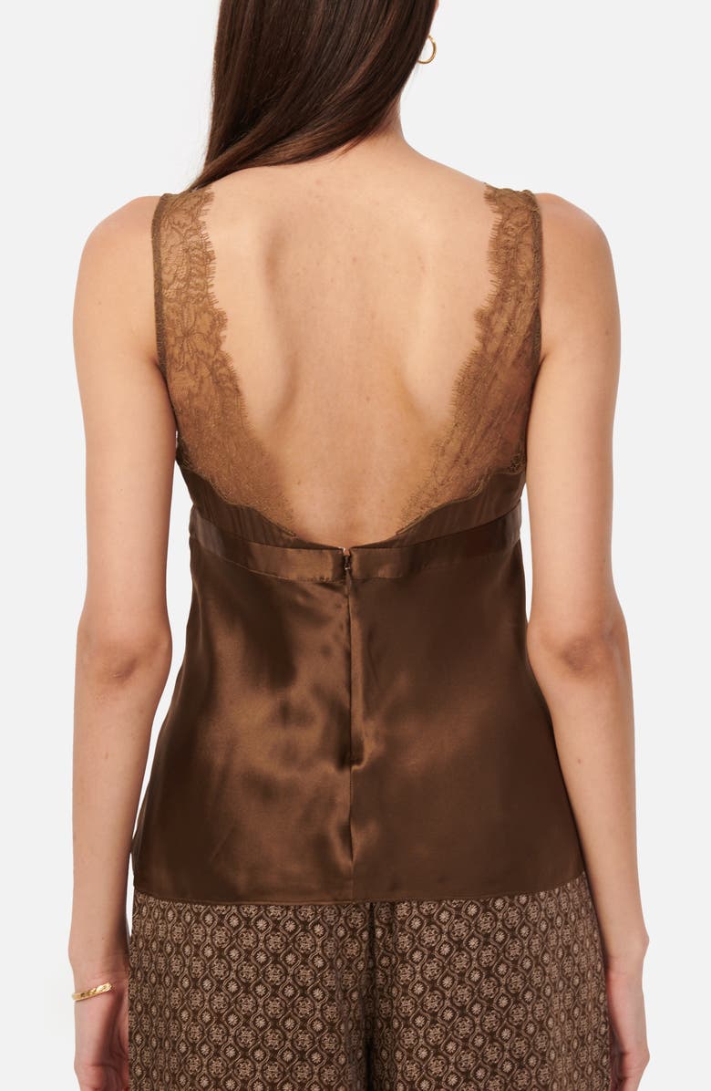 CAMI NYC Tonya Lace Trim Silk Charmeuse Tank, Alternate, color, 