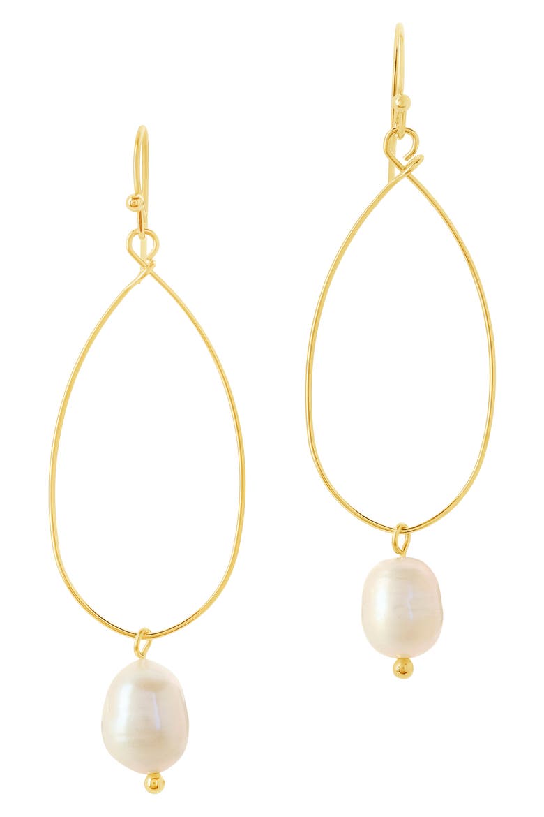 Genuine Pearl Teardrop Earrings, Main, color, GOLD