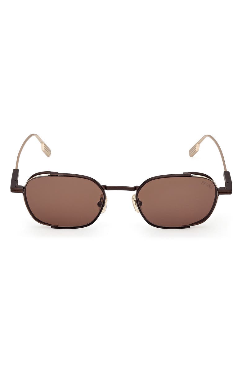 ZEGNA 52mm Geometric Sunglasses, Main, color, Dark Brown / Light Brown