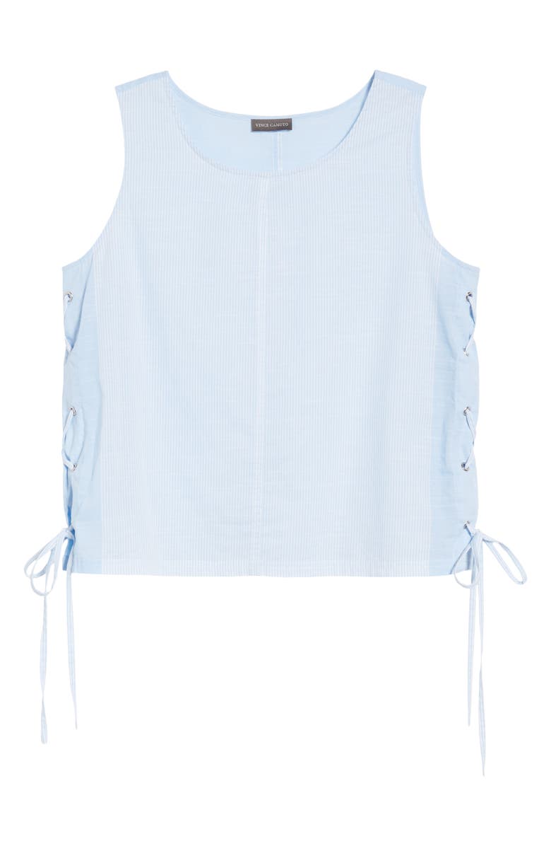 Vince Camuto Side Laced Stripe Cotton Top, Alternate, color, 