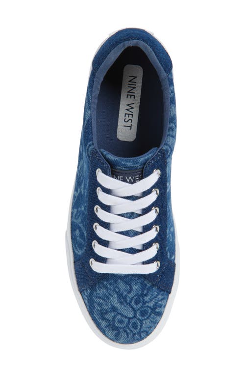 Nine West Layna Snakeskin Embossed Sneaker In Blue