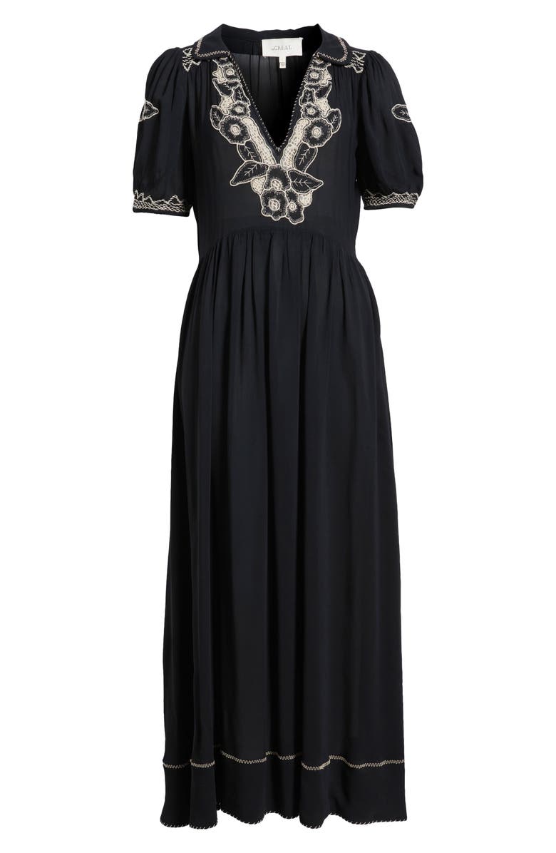 THE GREAT. The Elysian Floral Embroidered Georgette Maxi Dress, Alternate, color, 