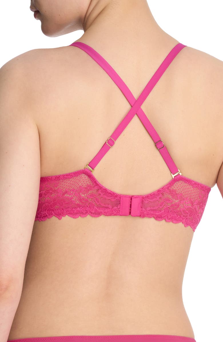 Natori Heavenly Lace Convertible Balconette Bra, Alternate, color, Raspberry Glaze