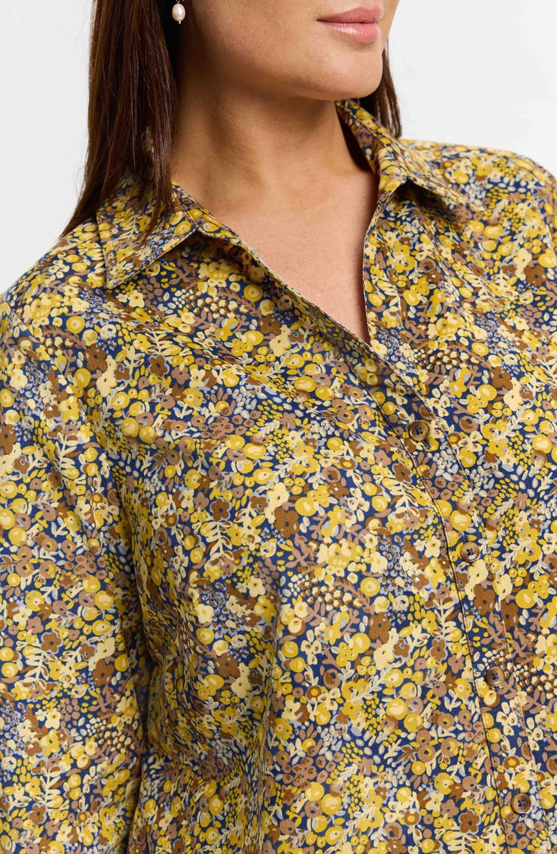 Foxcroft Mary Ditsy Floral Cotton Corduroy Button-Up Shirt, Alternate, color, Yellow