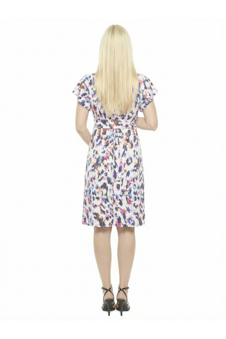 Maternity Abstract V-Neck Cap Sleeve Knee Length A-Line Pocket Dress, Alternate, color, White Multi