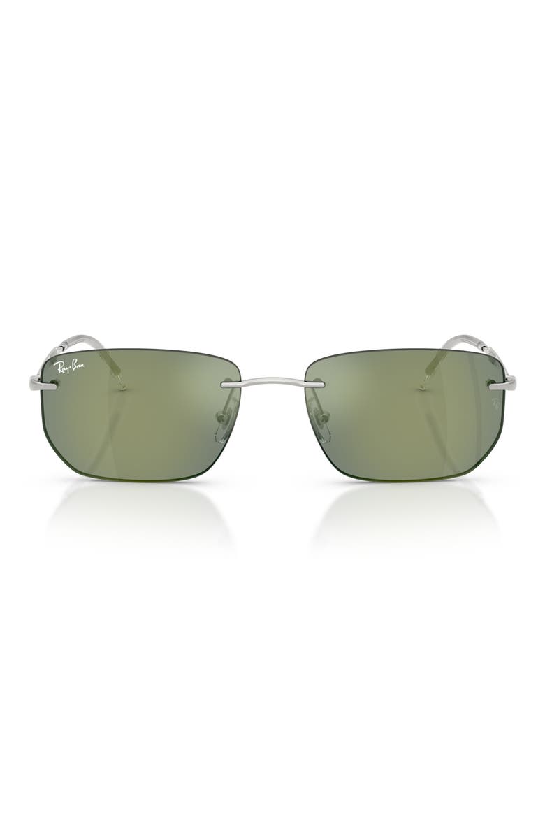 56mm Rimless Irregular Sunglasses, Main, color, SILVER