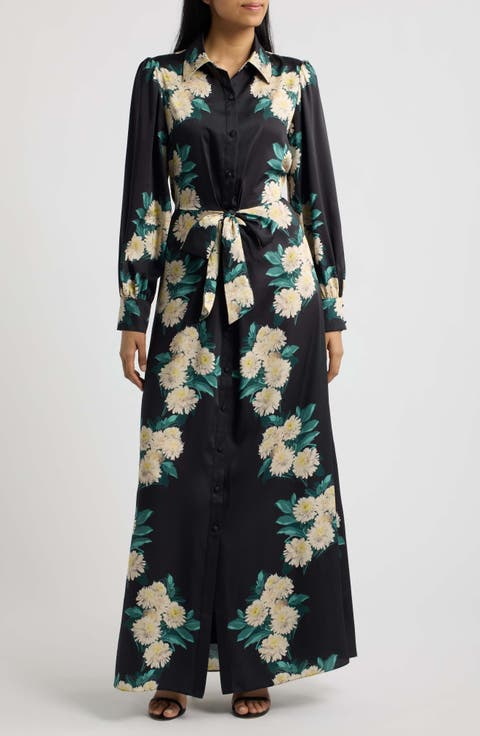 Floral Long Sleeve Maxi Shirtdress