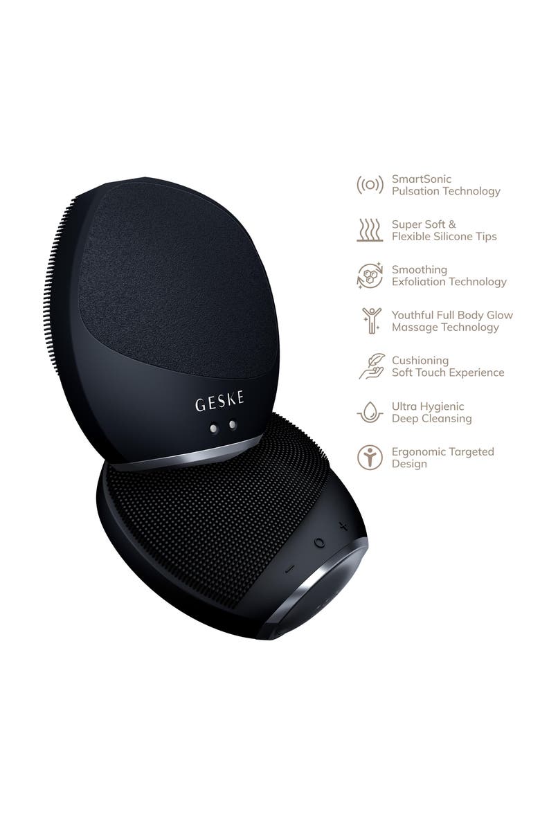 GESKE SmartAppGuided Sonic Body Brush & Intensive Exfoliator | 7 in 1, Alternate, color, Black