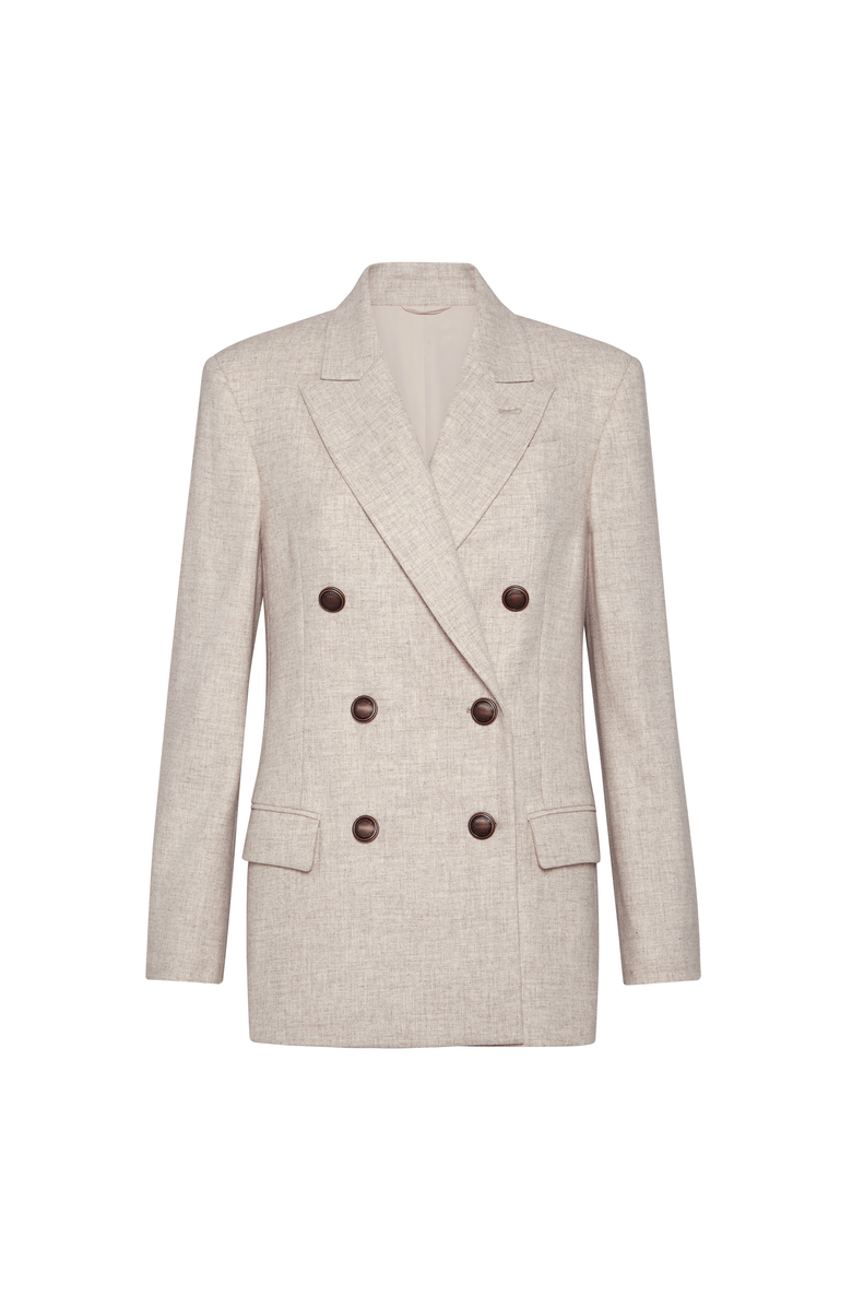 Brunello Cucinelli Twill flannel blazer, Main, color, Beige