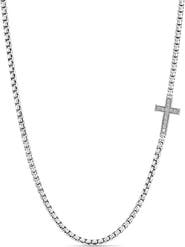 David Yurman Cross Station Necklace in Sterling Silver with Diamonds, 5mm