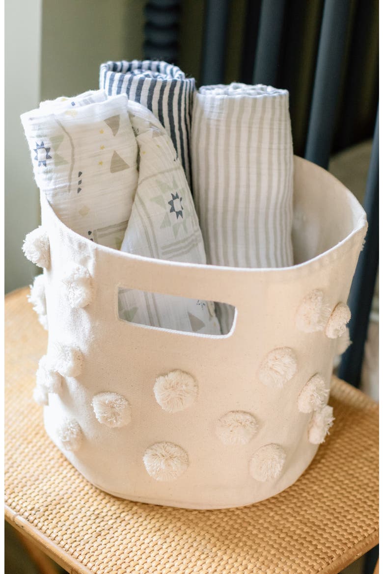Pint Pompom Basket, Alternate, color, NATURAL