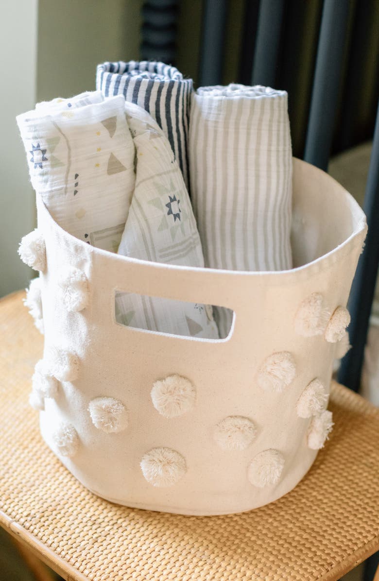 Pehr Pint Pompom Basket, Alternate, color, Natural