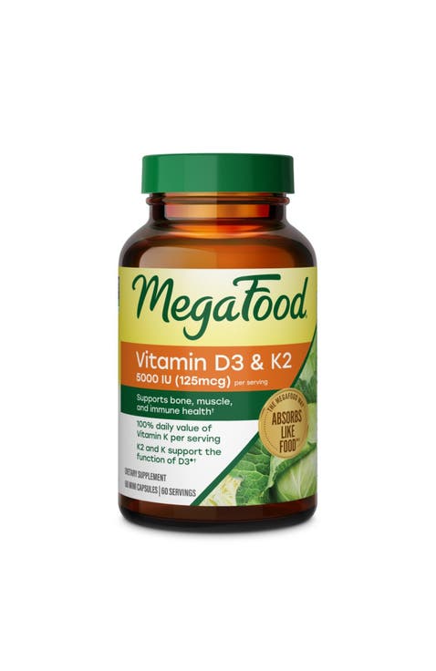 Vitamin D3 & K2 5000 IU (125 mcg), Vegetarian, Gluten Free, Non-GMO, 60 Mini Capsules