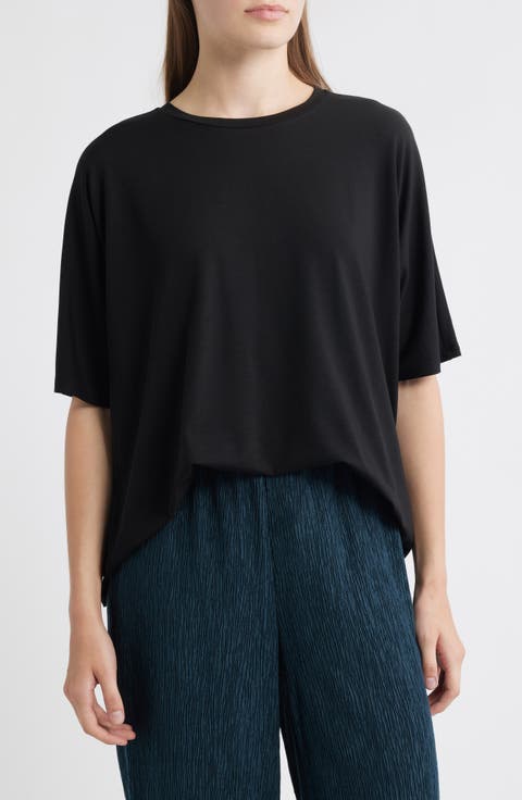 Eileen Fisher Organic Pima Cotton Jersey Round Neck Tee