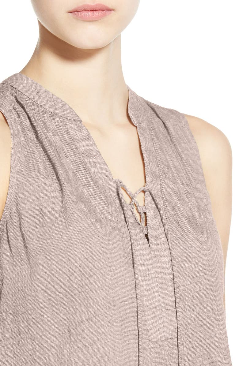 All in Favor Lace-Up Sleeveless Henley Top, Alternate, color, 