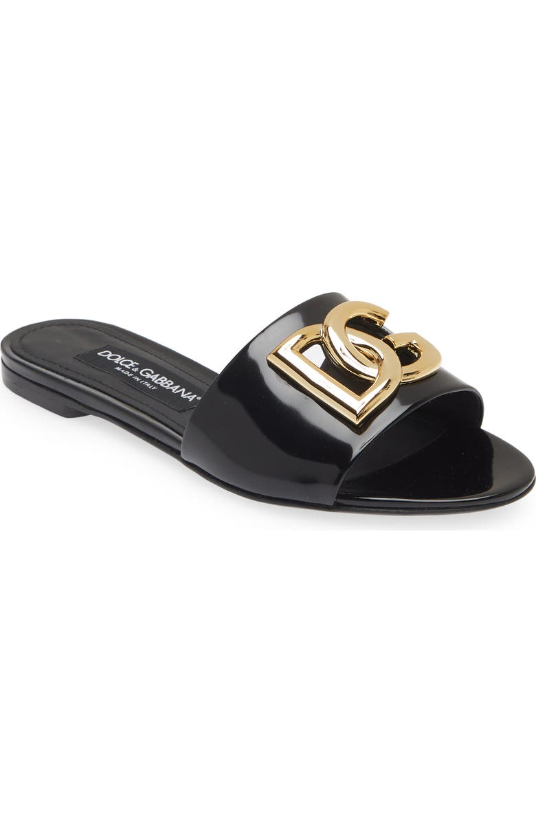 Dolce&Gabbana DG Logo Slide Sandal, Main, color, Black