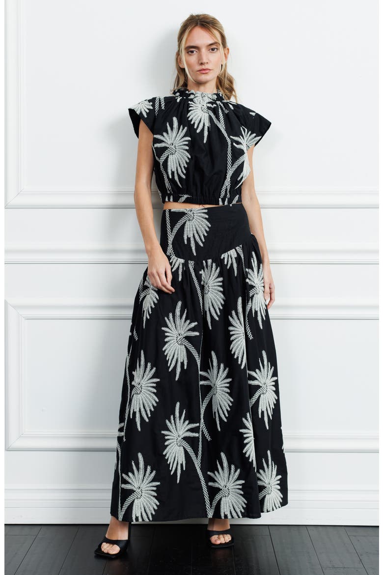 Maeve Print Maxi Skirt, Alternate, color, BLACK