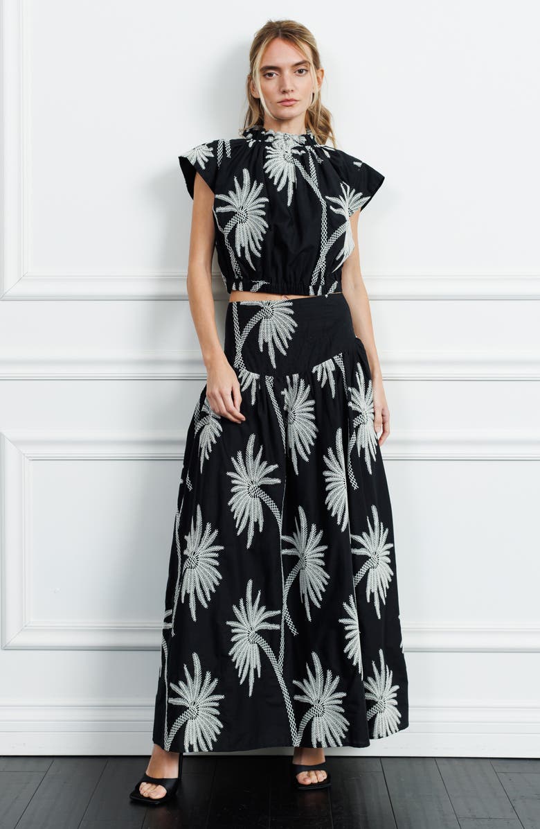 CIEBON Maeve Print Maxi Skirt, Alternate, color, Black