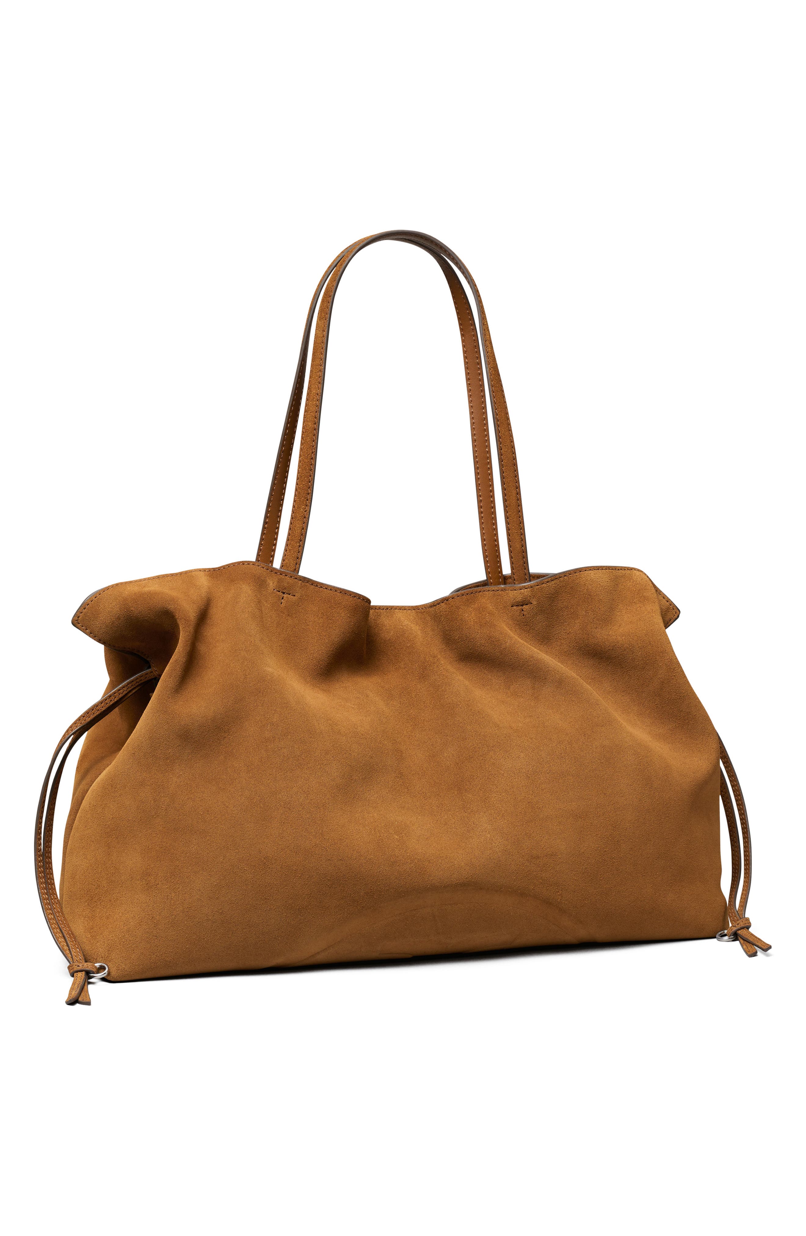 Ella Suede Drawstring Tote, Alternate, color, CARAMEL