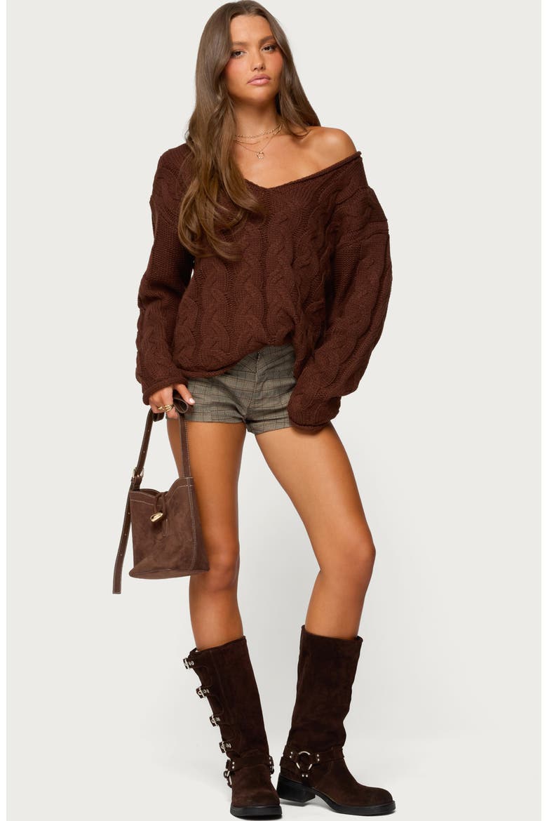 Ayvey Plaid Low Rise Shorts, Alternate, color, BROWN