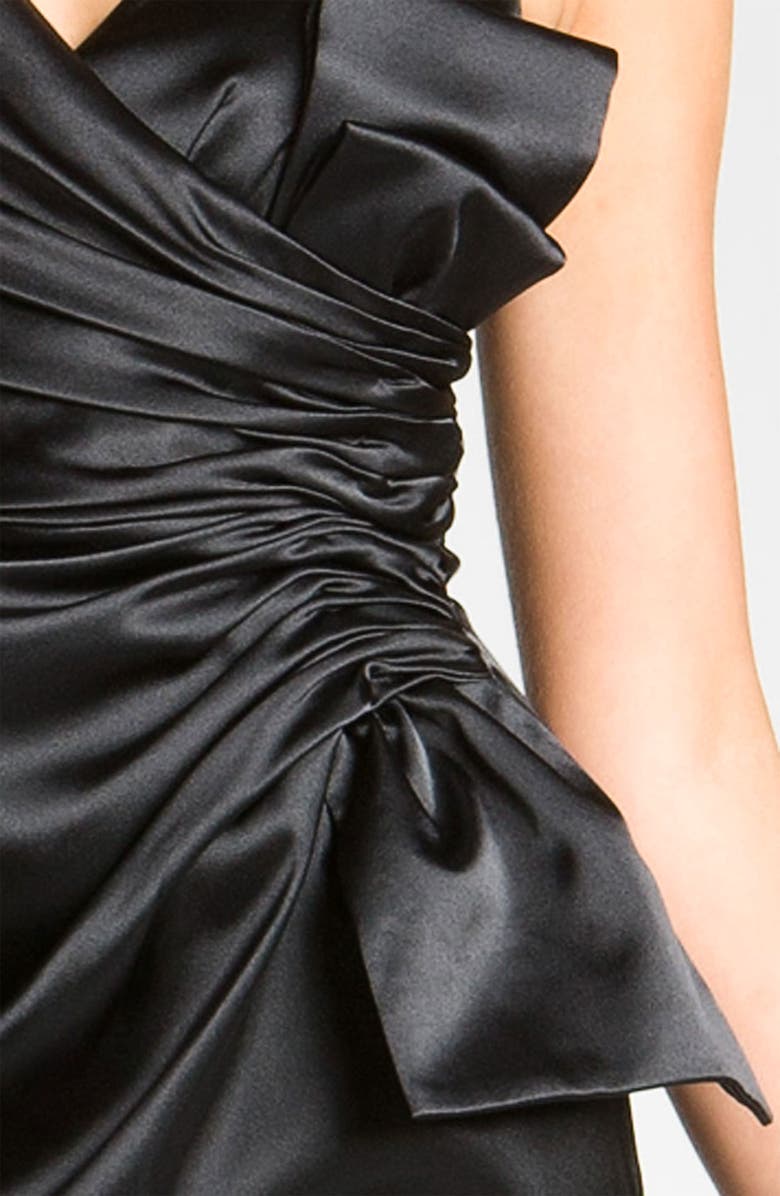 Maggy London Side Bow Stretch Satin Sheath Dress, Alternate, color, 
