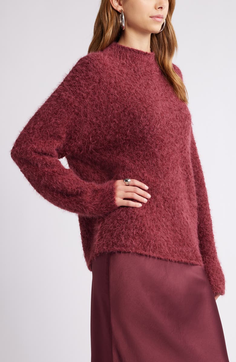 Open Edit Marled Mock Neck Sweater, Alternate, color, Burgundy Field
