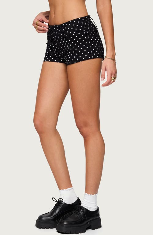 Edikted Maxene Polka Dot Micro Shorts In Black