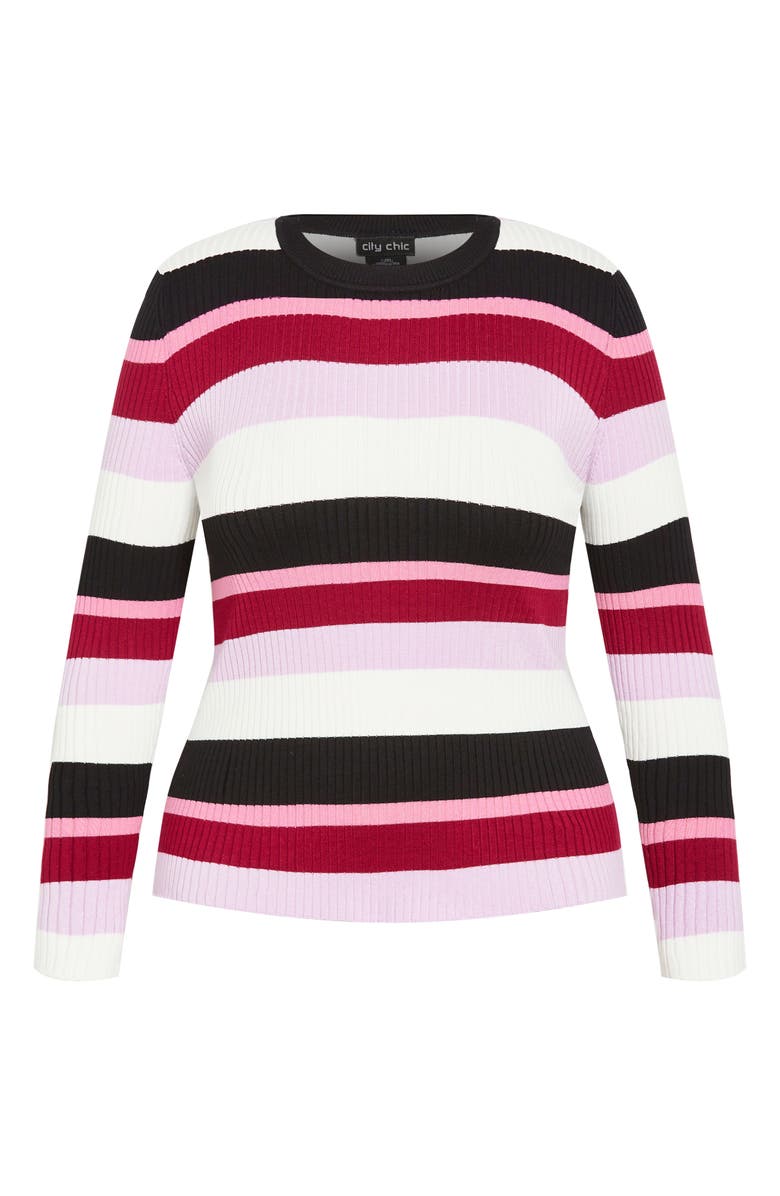 City Chic Raelyn Rib Stripe Sweater, Alternate, color, Stripe