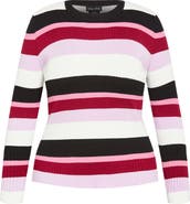 City Chic Raelyn Rib Stripe Sweater