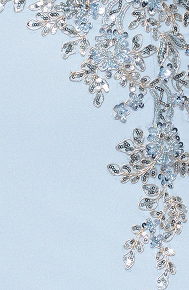 Xscape Evenings Embellished Soutache One-Shoulder Gown, Alternate, color, Blue/ Gold